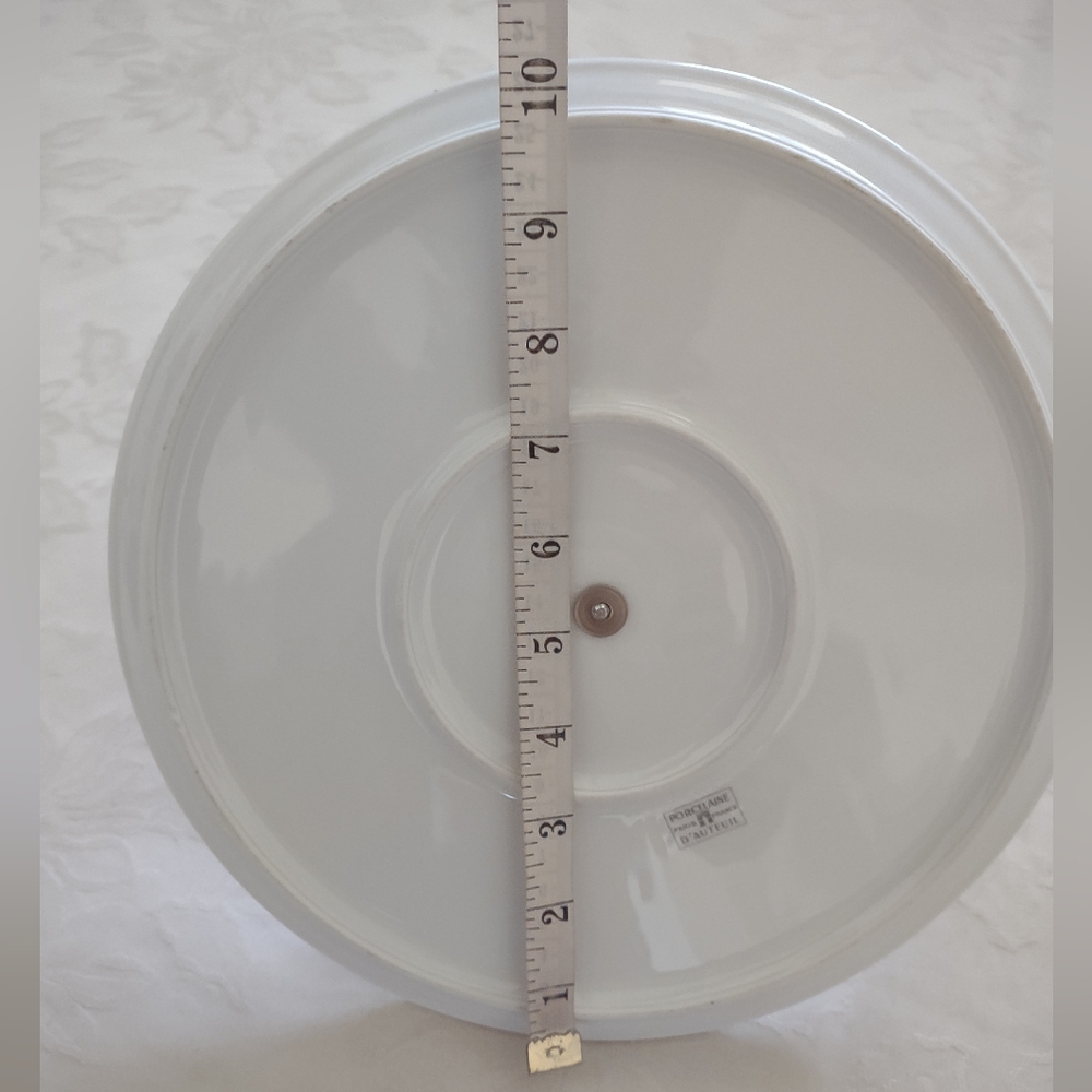 D'Auteuil Porcelaine Paris France Round Serving Plate With Handle Vintage - Picture 3 of 11